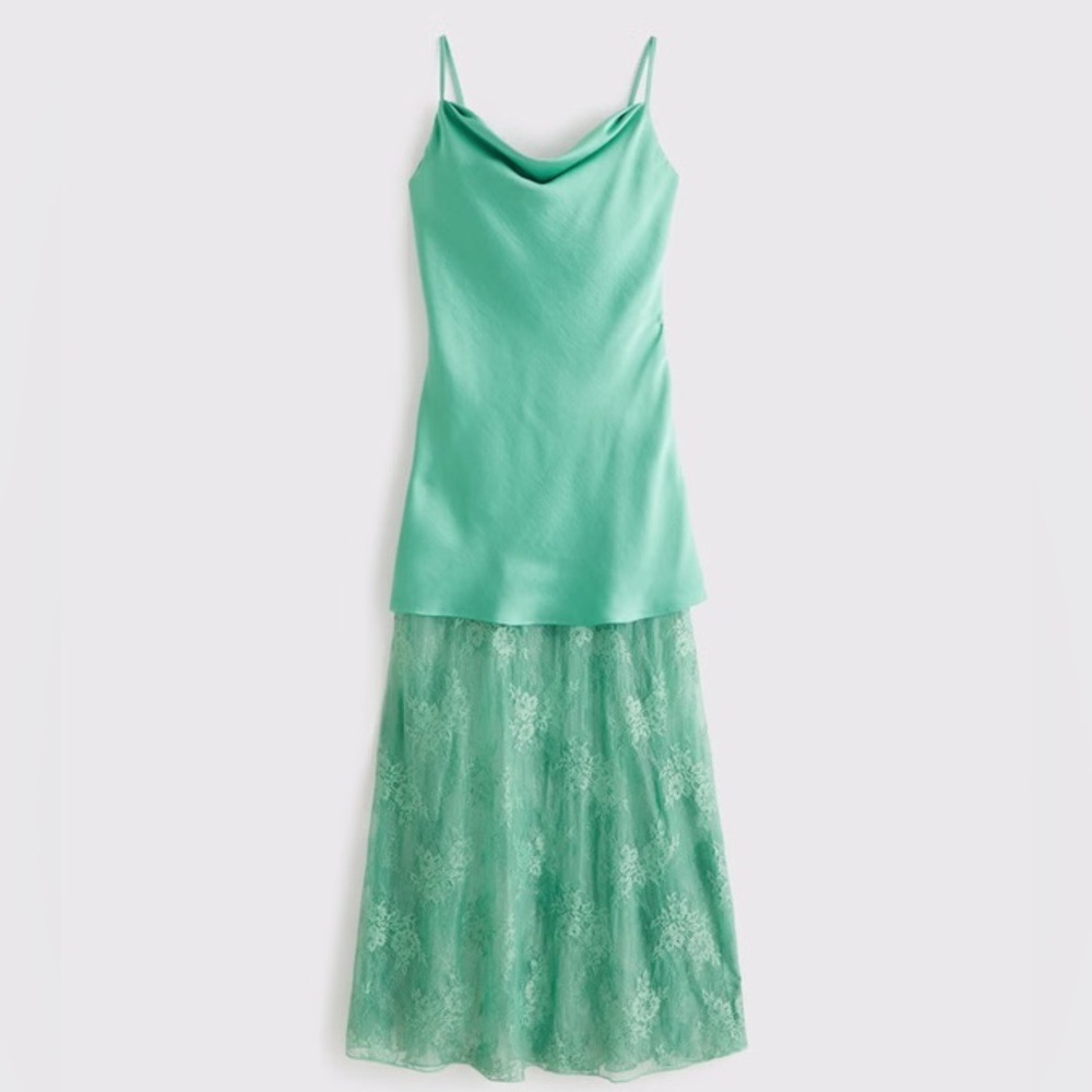 NWT Abercrombie Satin Lace Maxi Dress